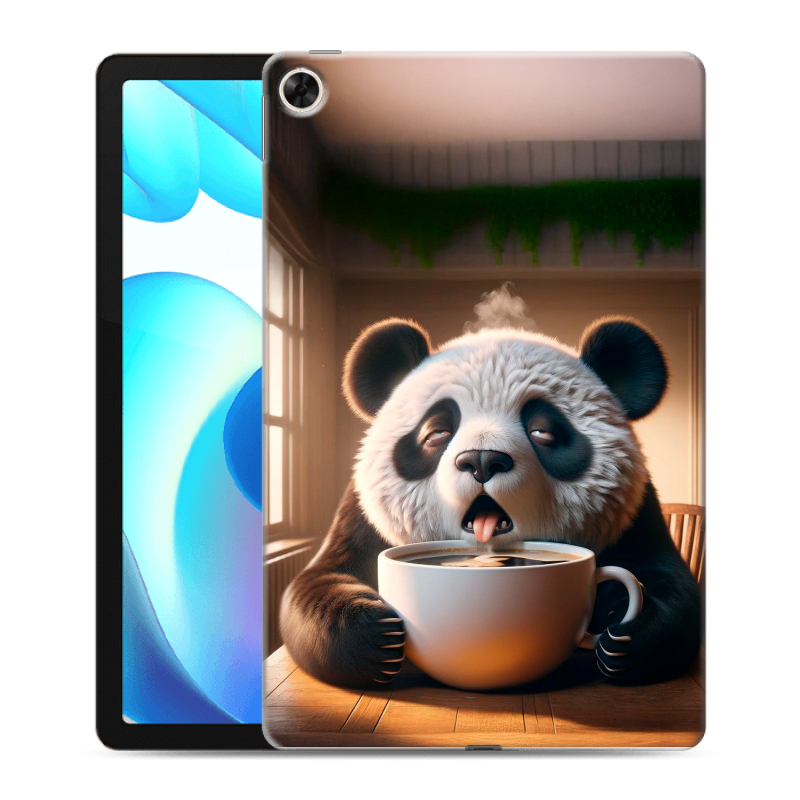 Силиконовый противоударный чехол на Realme Pad с принтом смешная панда Силиконовый противоударный чехол на Realme Pad с принтом смешная панда