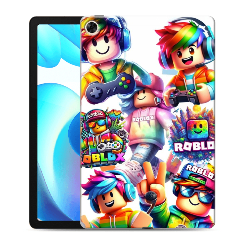 Силиконовый противоударный чехол на Realme Pad с принтом Roblox Роблокс Силиконовый противоударный чехол на Realme Pad с принтом Roblox Роблокс
