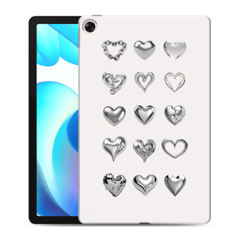 Силиконовый чехол на Realme Pad с принтом Y2K сердечки Силиконовый чехол на Realme Pad с принтом Y2K сердечки