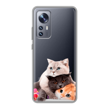 Силиконовый чехол на Xiaomi 12 с принтом Кошки