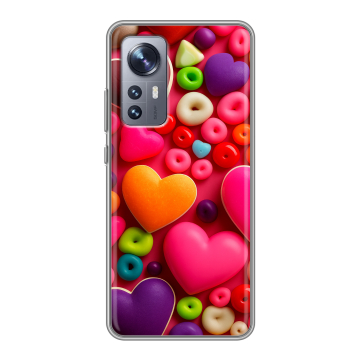 Силиконовый чехол на Xiaomi 12 с принтом Сердечки