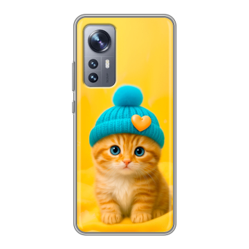 Силиконовый чехол на Xiaomi 12 с принтом Котенок в шапке
