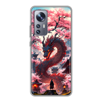Силиконовый чехол на Xiaomi 12 с принтом Дракон Японский Силиконовый чехол на Xiaomi 12 с принтом Дракон Японский