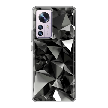 Силиконовый чехол на Xiaomi 12 Pro с принтом Черные кристаллы Силиконовый чехол на Xiaomi 12 Pro с принтом Черные кристаллы