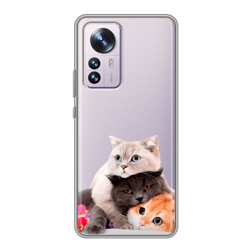 Силиконовый чехол на Xiaomi 12 Pro с принтом Кошки Силиконовый чехол на Xiaomi 12 Pro с принтом Кошки