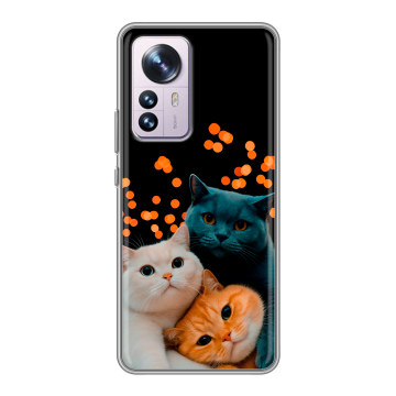 Силиконовый чехол на Xiaomi 12 Pro с принтом Кошки Силиконовый чехол на Xiaomi 12 Pro с принтом Кошки