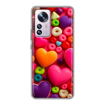 Силиконовый чехол на Xiaomi 12 Pro с принтом Сердечки Силиконовый чехол на Xiaomi 12 Pro с принтом Сердечки