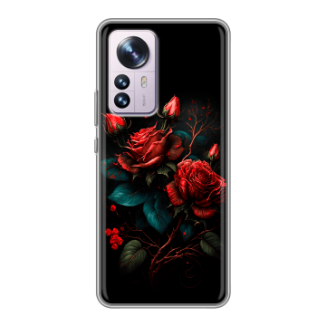 Силиконовый чехол на Xiaomi 12 Pro с принтом Розы красные Силиконовый чехол на Xiaomi 12 Pro с принтом Розы красные