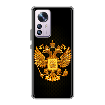 Силиконовый чехол на Xiaomi 12 Pro с принтом Герб России желтый Силиконовый чехол на Xiaomi 12 Pro с принтом Герб России желтый