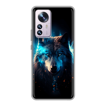Силиконовый чехол на Xiaomi 12 Pro с принтом Волк ночной Силиконовый чехол на Xiaomi 12 Pro с принтом Волк ночной