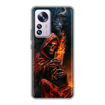 Силиконовый чехол на Xiaomi 12 Pro с принтом Скелет и карты