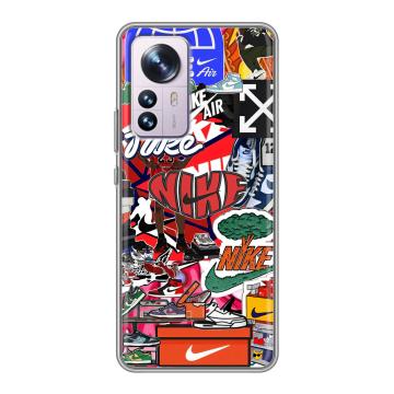 Силиконовый чехол на Xiaomi 12 Pro с принтом Найк Nike яркий