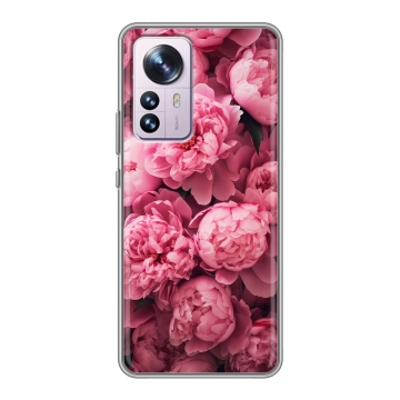 Силиконовый чехол на Xiaomi 12 Pro с принтом цветы пионы