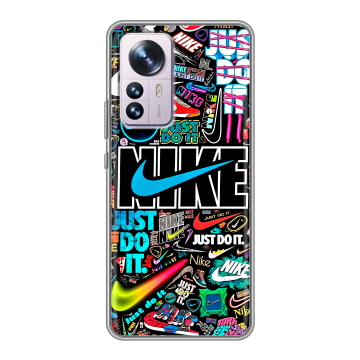 Силиконовый чехол на Xiaomi 12 Pro с принтом найк nike черный