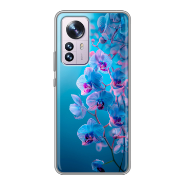 Силиконовый чехол на Xiaomi 12 Pro с принтом голубые орхидеи