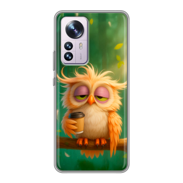 Силиконовый чехол на Xiaomi 12 Pro с принтом сова Силиконовый чехол на Xiaomi 12 Pro с принтом сова