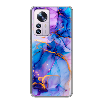 Силиконовый чехол на Xiaomi 12 Pro с принтом синий мрамор Силиконовый чехол на Xiaomi 12 Pro с принтом синий мрамор