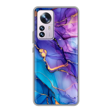 Силиконовый чехол на Xiaomi 12 Pro с принтом синий мрамор