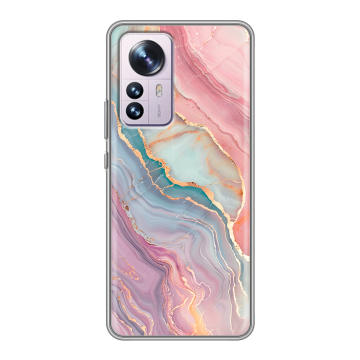 Силиконовый чехол на Xiaomi 12 Pro с принтом розовый мрамор Силиконовый чехол на Xiaomi 12 Pro с принтом розовый мрамор