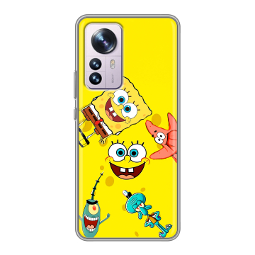 Силиконовый чехол на Xiaomi 12 Pro с принтом Спанч боб Спанчбоб Силиконовый чехол на Xiaomi 12 Pro с принтом Спанч боб Спанчбоб