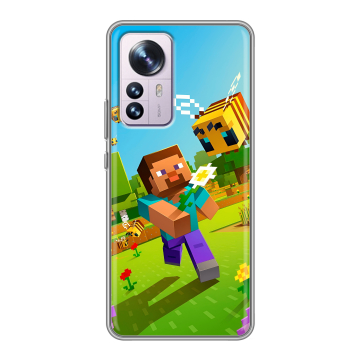 Силиконовый чехол на Xiaomi 12 Pro с принтом Майнкрафт Minecraft Силиконовый чехол на Xiaomi 12 Pro с принтом Майнкрафт Minecraft