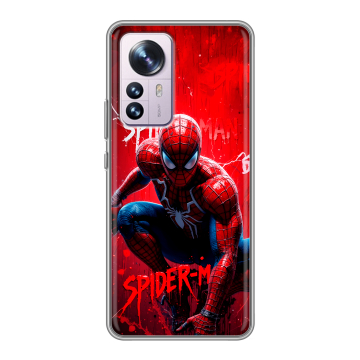 Силиконовый чехол на Xiaomi 12 Pro с принтом Spiderman Человек паук
