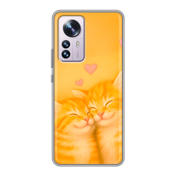 Силиконовый чехол на Xiaomi 12 Pro с принтом Милые котята
