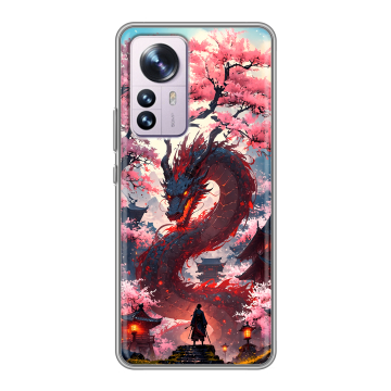 Силиконовый чехол на Xiaomi 12 Pro с принтом Дракон Японский Силиконовый чехол на Xiaomi 12 Pro с принтом Дракон Японский