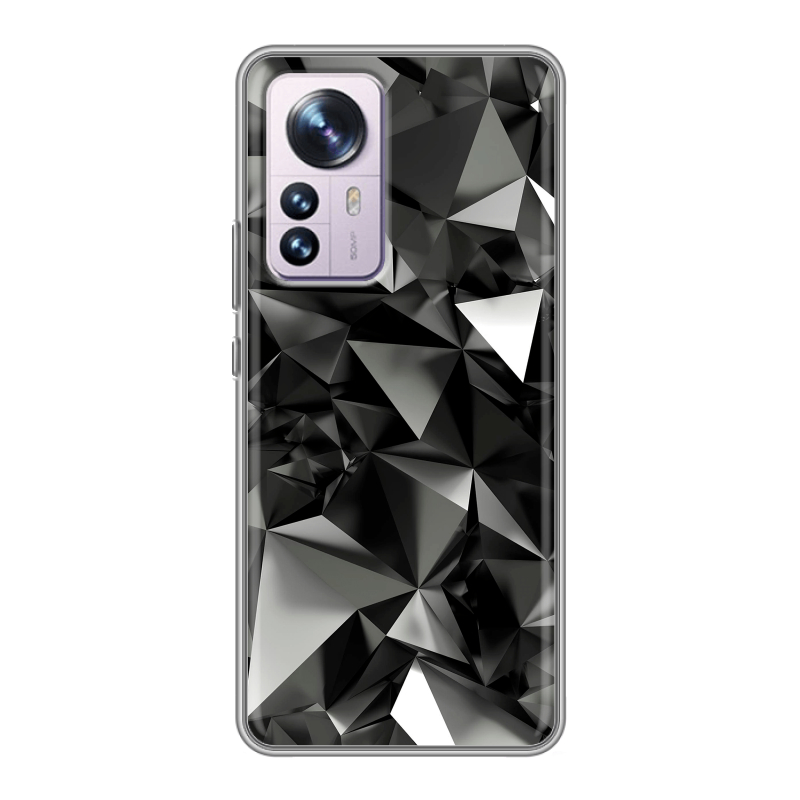 Силиконовый чехол на Xiaomi 12 Pro с принтом Черные кристаллы Силиконовый чехол на Xiaomi 12 Pro с принтом Черные кристаллы