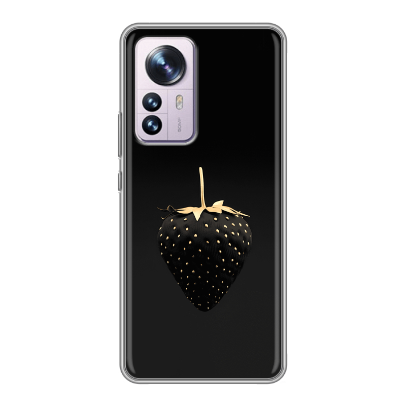 Силиконовый чехол на Xiaomi 12 Pro с принтом Черная клубника Силиконовый чехол на Xiaomi 12 Pro с принтом Черная клубника