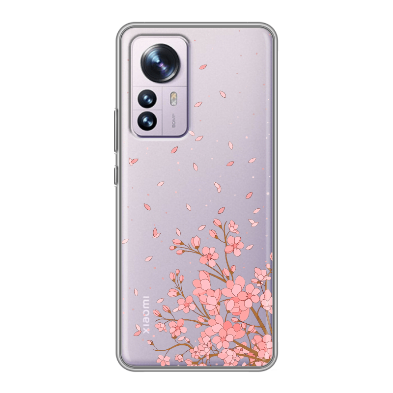 Силиконовый чехол на Xiaomi 12 Pro с принтом Ветка сакуры Силиконовый чехол на Xiaomi 12 Pro с принтом Ветка сакуры