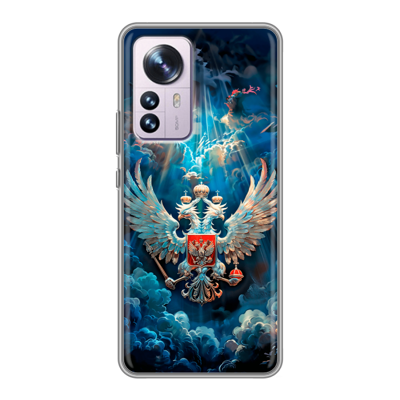 Силиконовый чехол на Xiaomi 12 Pro с принтом Герб флаг России Силиконовый чехол на Xiaomi 12 Pro с принтом Герб флаг России