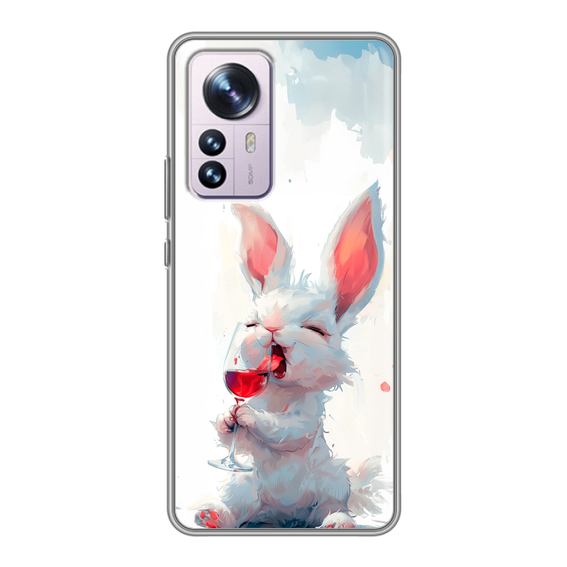 Силиконовый противоударный чехол на Xiaomi 12 Pro с принтом кролик зайчик Силиконовый противоударный чехол на Xiaomi 12 Pro с принтом кролик зайчик