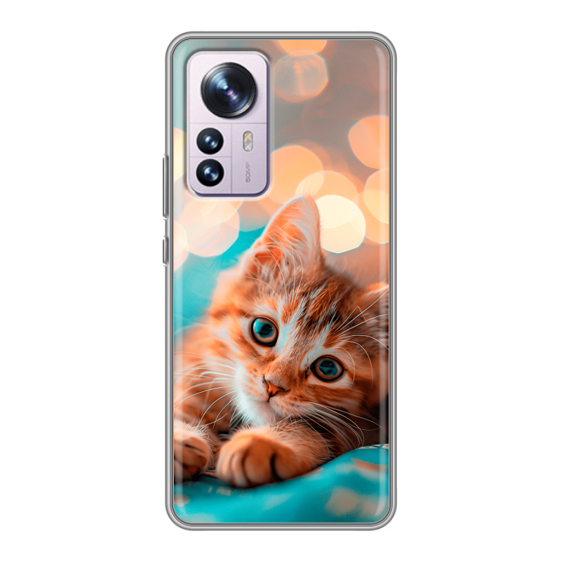 Силиконовый чехол на Xiaomi 12 Pro с принтом котик Силиконовый чехол на Xiaomi 12 Pro с принтом котик