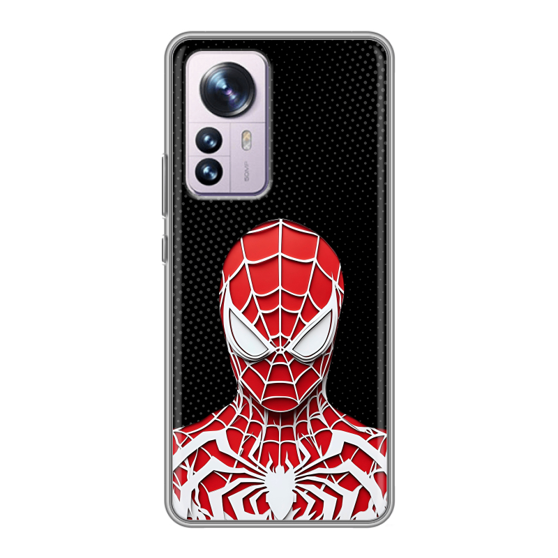 Силиконовый противоударный чехол на Xiaomi 12 Pro с принтом человек паук spiderman Силиконовый противоударный чехол на Xiaomi 12 Pro с принтом человек паук spiderman
