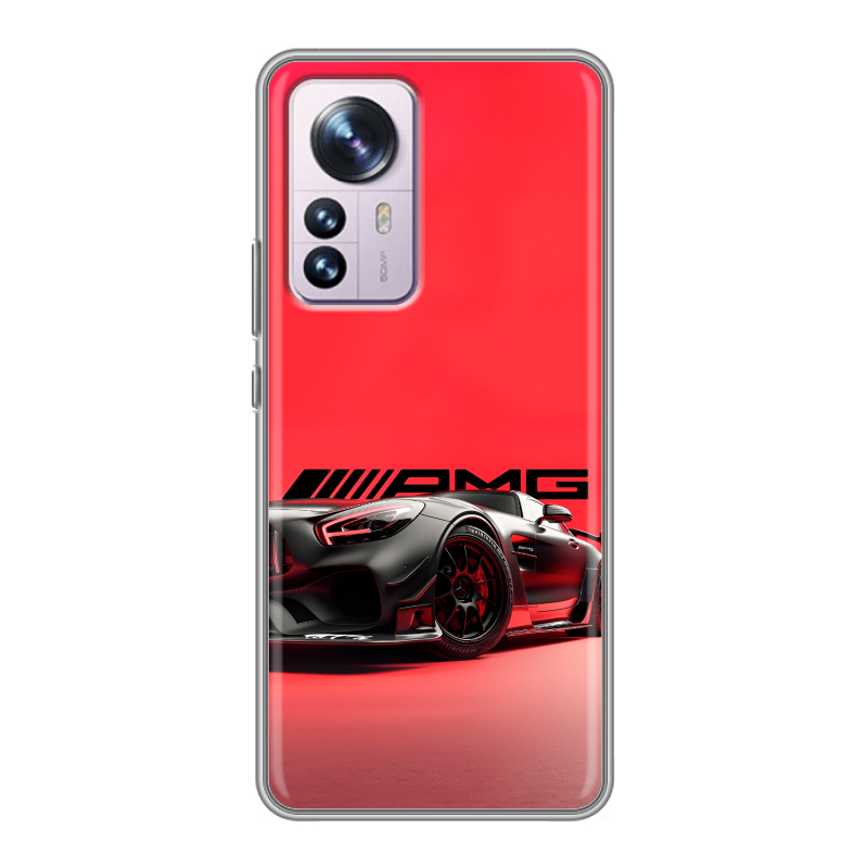 Силиконовый противоударный чехол на Xiaomi 12 Pro с принтом Мерседес Mercedes AMG Силиконовый противоударный чехол на Xiaomi 12 Pro с принтом Мерседес Mercedes AMG