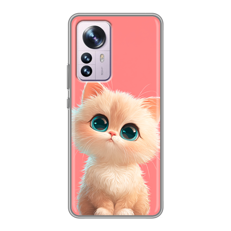 Силиконовый чехол на Xiaomi 12 Pro с принтом Розовый котенок Силиконовый чехол на Xiaomi 12 Pro с принтом Розовый котенок