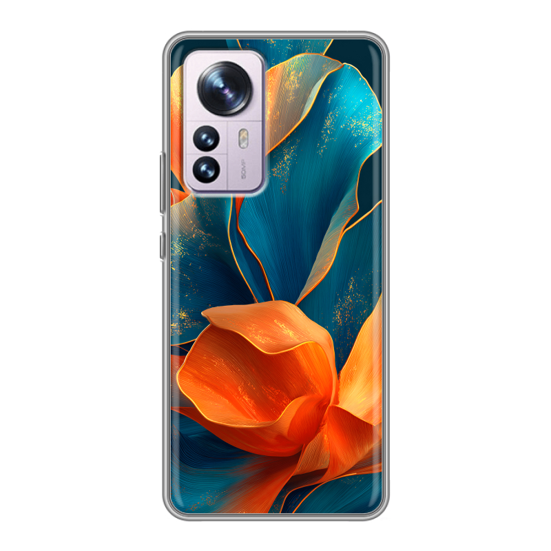 Силиконовый противоударный чехол на Xiaomi 12 Pro с принтом Цветы Силиконовый противоударный чехол на Xiaomi 12 Pro с принтом Цветы