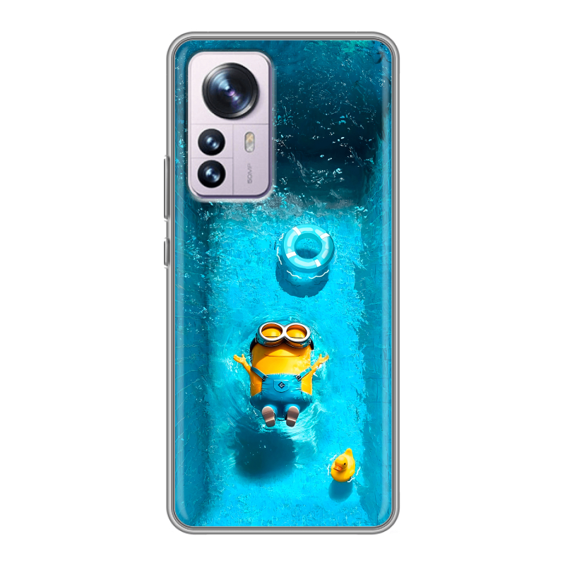 Силиконовый противоударный чехол на Xiaomi 12 Pro с принтом Миньоны Силиконовый противоударный чехол на Xiaomi 12 Pro с принтом Миньоны