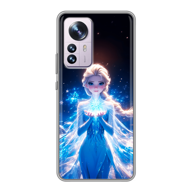 Силиконовый противоударный чехол на Xiaomi 12 Pro с принтом Холодное сердце Frozen Силиконовый противоударный чехол на Xiaomi 12 Pro с принтом Холодное сердце Frozen