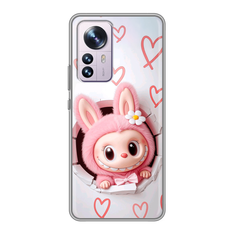 Силиконовый противоударный чехол на Xiaomi 12 Pro с принтом Labubu Лабубу Силиконовый противоударный чехол на Xiaomi 12 Pro с принтом Labubu Лабубу