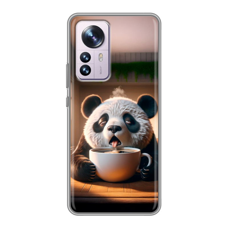 Силиконовый противоударный чехол на Xiaomi 12 Pro с принтом смешная панда Силиконовый противоударный чехол на Xiaomi 12 Pro с принтом смешная панда