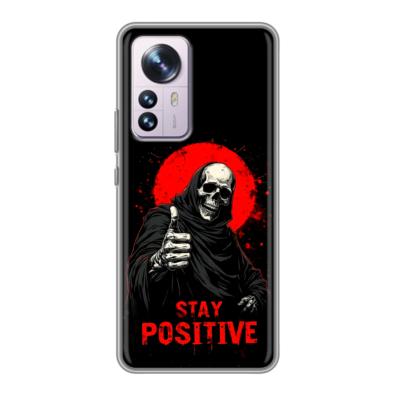 Силиконовый противоударный чехол на Xiaomi 12 Pro с принтом смешной скелет Силиконовый противоударный чехол на Xiaomi 12 Pro с принтом смешной скелет