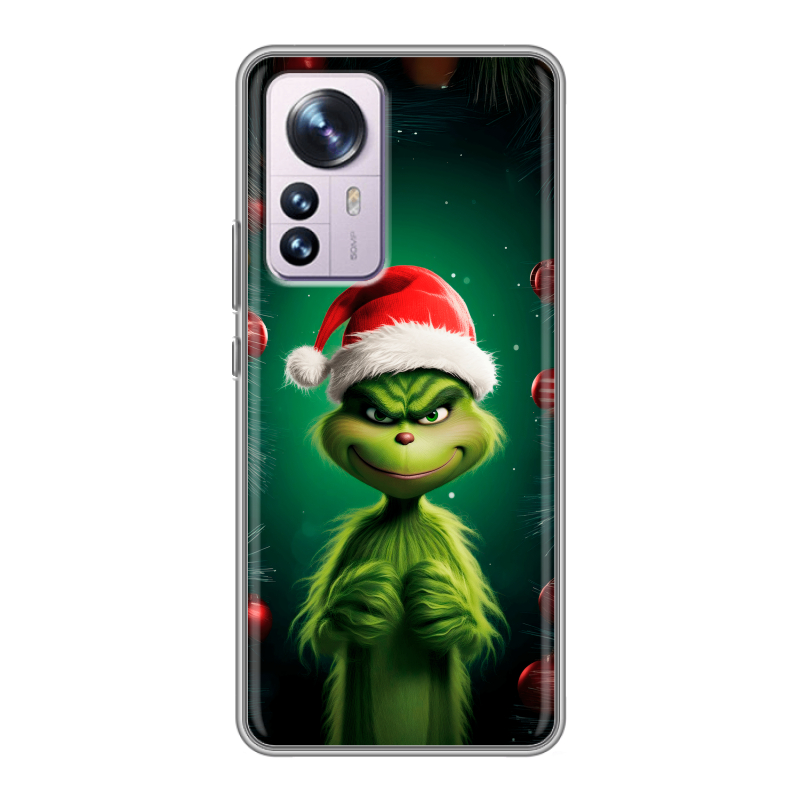 Силиконовый чехол на Xiaomi 12 Pro с принтом Гринч Новый год Рождество Силиконовый чехол на Xiaomi 12 Pro с принтом Гринч Новый год Рождество