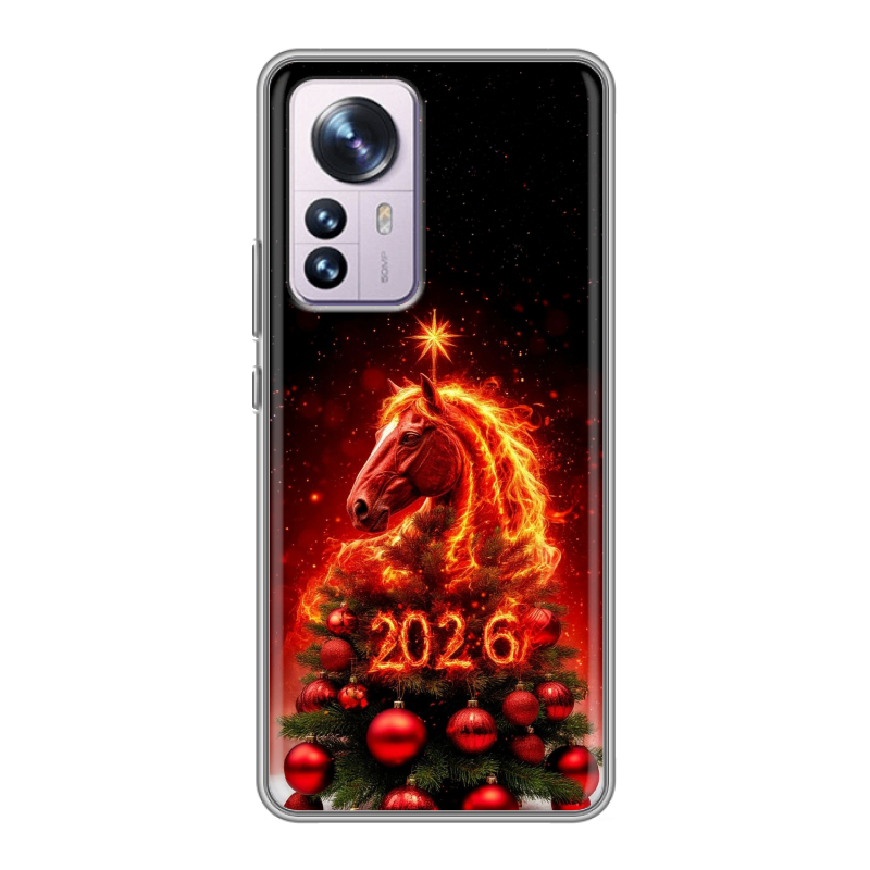 Силиконовый противоударный чехол на Xiaomi 12 Pro с принтом Новый год Силиконовый противоударный чехол на Xiaomi 12 Pro с принтом Новый год