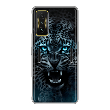 Силиконовый чехол на Xiaomi Poco F4 GT с принтом Темный леопард Силиконовый чехол на Xiaomi Poco F4 GT с принтом Темный леопард