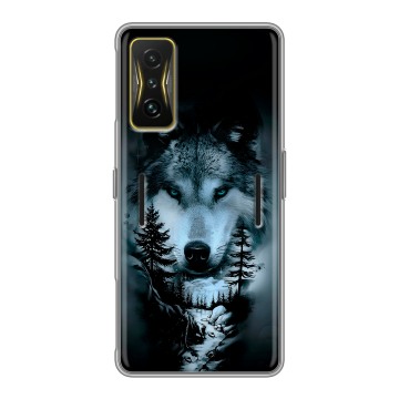 Силиконовый чехол на Xiaomi Poco F4 GT с принтом Лесной волк Силиконовый чехол на Xiaomi Poco F4 GT с принтом Лесной волк