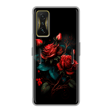 Силиконовый чехол на Xiaomi Poco F4 GT с принтом Розы красные Силиконовый чехол на Xiaomi Poco F4 GT с принтом Розы красные