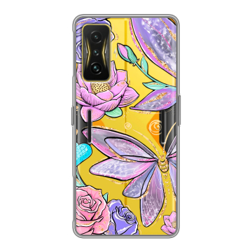 Силиконовый чехол на Xiaomi Poco F4 GT с принтом Бабочки и цветы Силиконовый чехол на Xiaomi Poco F4 GT с принтом Бабочки и цветы