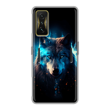 Силиконовый чехол на Xiaomi Poco F4 GT с принтом Волк ночной Силиконовый чехол на Xiaomi Poco F4 GT с принтом Волк ночной